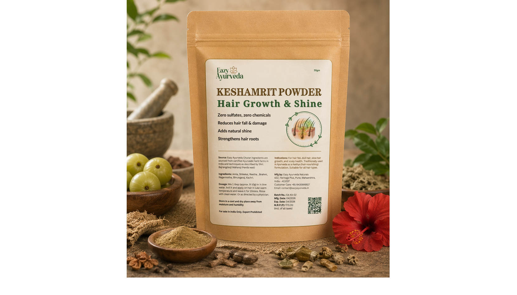 KeshAmrit Hair Powder - Natural Shampoo (50g)